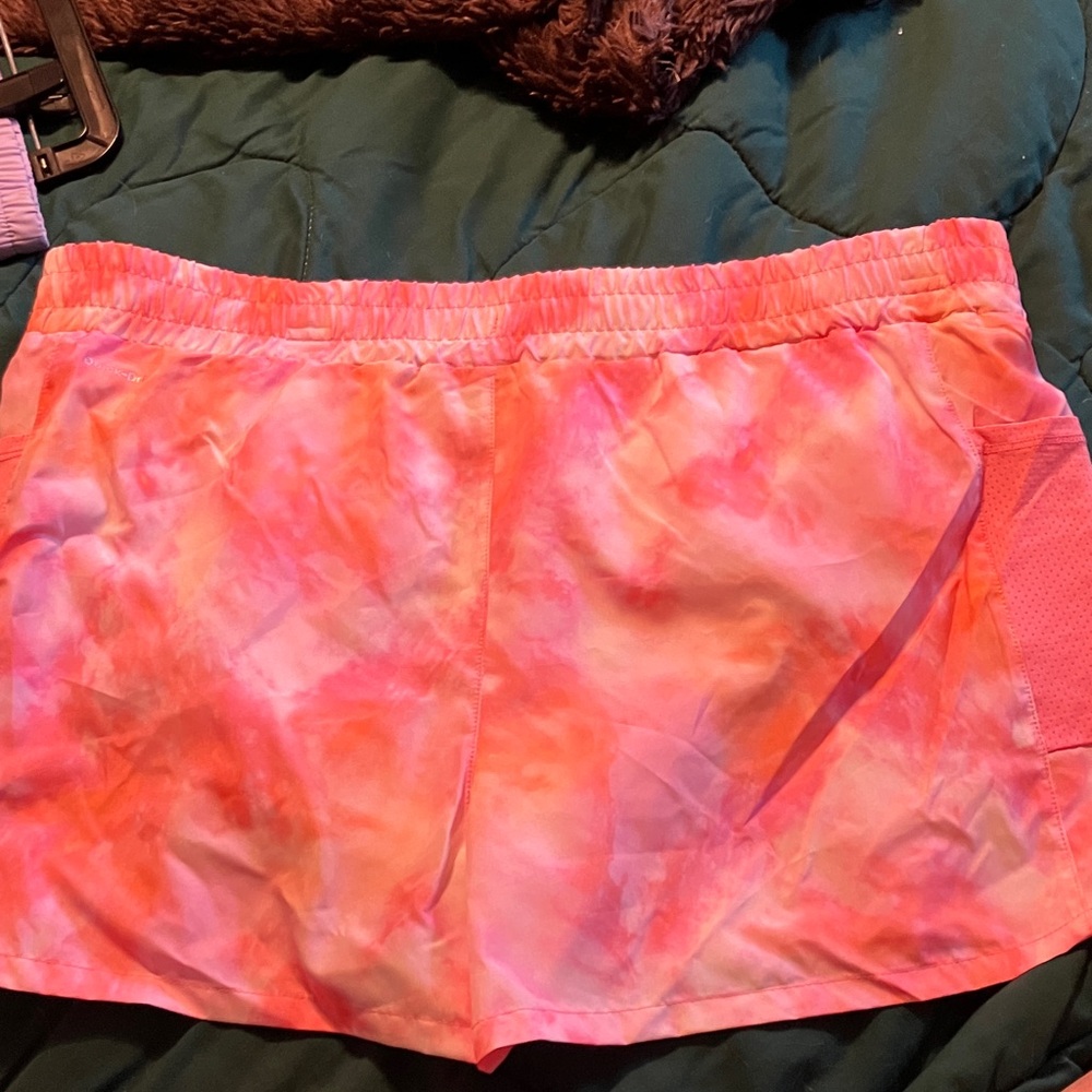 3/$30 Vibrant White & Orange Tie Dyed Athletic Running Shorts XL